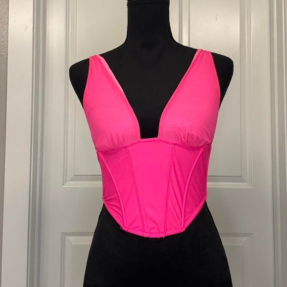 Urban Outfitters Tops - Out From Under Hot Pink Valentines Corset Top Size S
